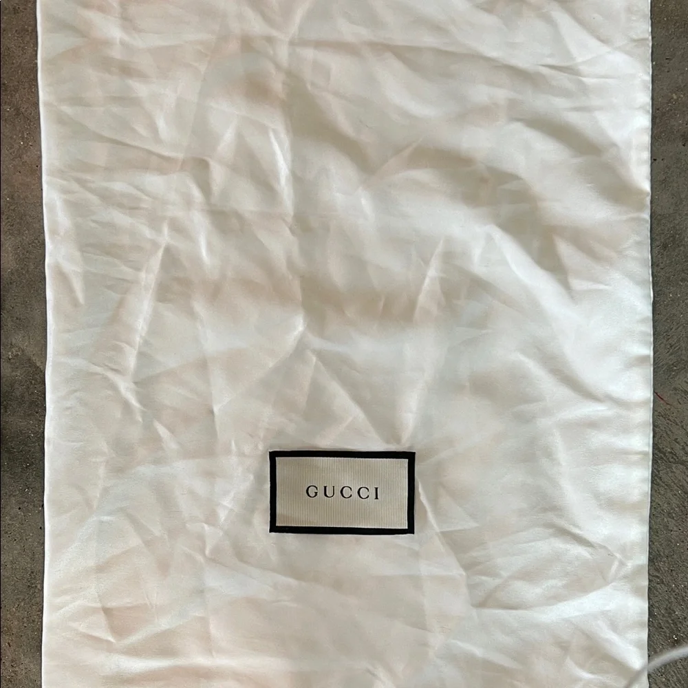 Authentic Gucci White Drawstring Dust Bags with Black Logo